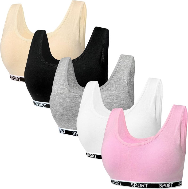 ABTRAV Girls Sports Bras Cotton Training Underwear with Removable Pads Teenage Crop Vest for 8-15 Years - Image 1